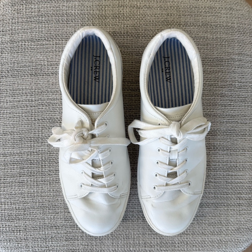 J.Crew Classic White Lace-Up Sneakers